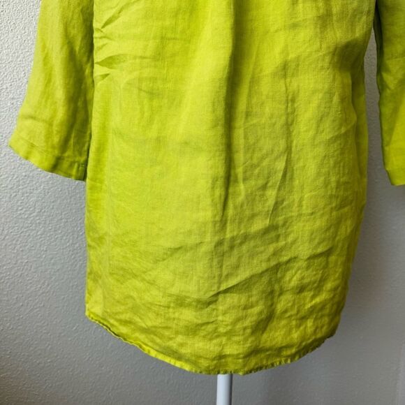 Company Ellen Tracy Woman’s 100% Linen Half Zip Top Citrine SZ S - Picture 6 of 16